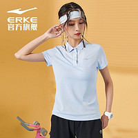 ERKE 鸿星尔克 短袖女2022夏季新款网球POLO衫运动速干T休闲翻领短袖T恤