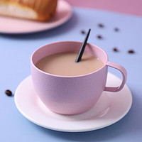 聚心尚品（x-life） 小麦秸秆简约水杯茶杯创意学生牛奶杯大容量杯子加厚情侣杯咖啡杯 粉色