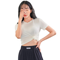 HSTYLE 韩都衣舍 H黑科技系列 女士圆领短袖T恤 LU9621 短款 白色 XL