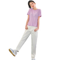 HSTYLE 韩都衣舍 H黑科技系列 女士圆领短袖T恤 LU9621 常规款 紫色 XS