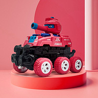 YMEN 浴萌 儿童碰撞击变形萌趣小坦克可发射惯性攀爬6轮坦克越野车玩具 坦克射击车-红