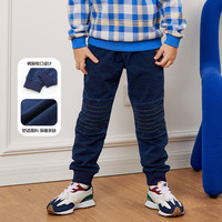 男童春款新款牛仔裤休闲长裤松紧宽松时尚柔软 160 深靛蓝色