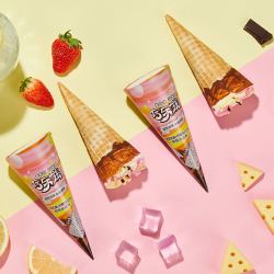 yili伊利巧乐兹草莓乳酪柠檬苏打口味脆筒冰淇淋雪糕70克6支盒