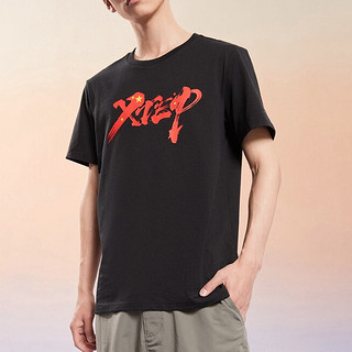 XTEP 特步 男子运动T恤 879229010081 黑色 XL