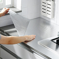 FOOJO 富居 铝箔厨房贴纸防油贴膜耐高温防潮抽屉垫翻新贴0.61*10米方格