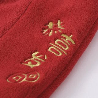 懿琪宝贝 B04KZ012 男童加绒中式休闲裤 红色 130cm