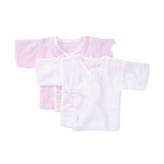 全棉时代 婴儿连体服新生儿衣服短款礼盒2件装2件/盒 粉色+白色