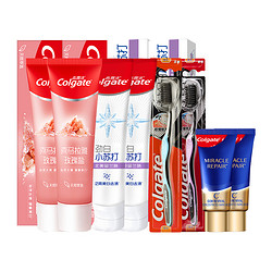 Colgate 高露洁 共4支 喜马粉盐+小苏打清新亮白牙膏115g*2+120g*2+2支牙刷
