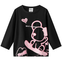 Annil 安奈儿 EG211006 女童长袖T恤 Qee联名IP款 黑色 170cm