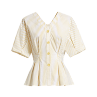 HOPESHOW 红袖 女士短袖衬衫 90121180301 黄色 M