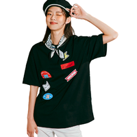 HSTYLE 韩都衣舍 X KRUNK 男女款圆领短袖T恤 UF0299 黑色 XL