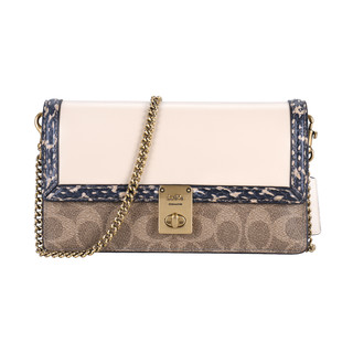 COACH 蔻驰 Hutton系列 女士单肩包 C2629 棕黄色/象牙白色 中号
