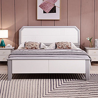 杜沃 实木床 现代简约北欧卧室家具橡胶木床1.5米1.8米双人床 1.5米 A69灰