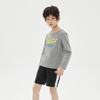 SKECHERS 斯凯奇 L122K139 儿童长袖T恤 中花灰 170cm