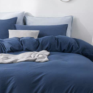 科茉生活 COMOLIVING 柔软亲肤四件套 深蓝色 1.5m床 床笠款