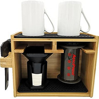 AeroPress 爱乐压 咖啡壶 高级竹制支架  滤杯配件 带硅胶滴滤垫 黑色