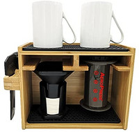 AeroPress 爱乐压 咖啡壶 高级竹制支架  滤杯配件 带硅胶滴滤垫 黑色