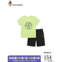 暇步士童装男童套装夏季新款儿童纯棉印花短袖加薄款短裤中大童时尚简约两件套 冰晶蓝 130cm 果萤绿 120cm
