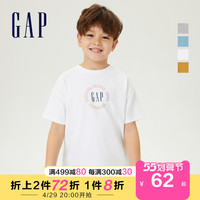Gap男童LOGO纯棉宽松短袖T恤837152夏季新款打底衫上衣 浅灰色 150cm(XL)