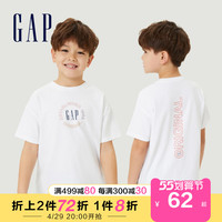 Gap男童LOGO纯棉宽松短袖T恤837152夏季新款打底衫上衣 白色 140cm(L)