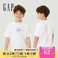 Gap男童LOGO纯棉宽松短袖T恤837152夏季新款打底衫上衣 白色 110cm(XS)