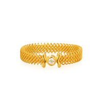 CHJ JEWELLERY 潮宏基 花丝风雨桥系列 SRK32208301 女士几何18K黄金钻石戒指