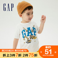 Gap男幼童纯棉趣味印花短袖T恤794613夏季2022新款童装 白色 110cm(4岁)尺码偏小,建议选大一码