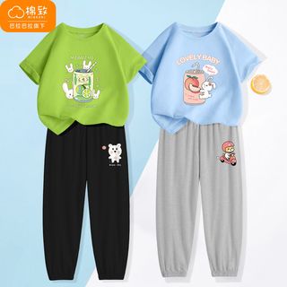 森马集团旗下棉致女童套装2022新款洋气儿童纯棉薄款运动两件套夏