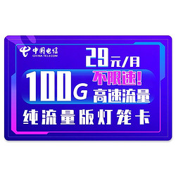 CHINA TELECOM 中国电信 长期卡 29元/月 100G流量（70G通用+30G定向）