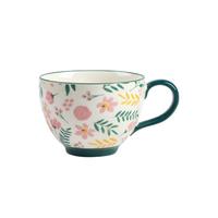 墨色 陶瓷杯 450ml 花红柳绿