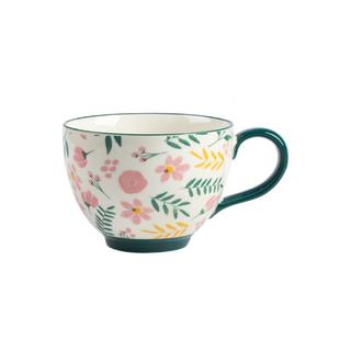 墨色 陶瓷杯 450ml 花红柳绿