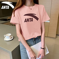 ANTA 安踏 短袖T恤女装旗舰2021年夏季新款白色透气运动休闲上衣T恤
