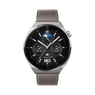 HUAWEI 华为 GT3 Pro 时尚款 蓝牙版 智能手表 46mm 银色钛合金表壳 灰色真皮表带 (北斗、GPS、血氧、ECG)