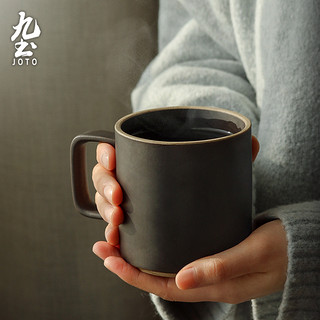 九土日式复古粗陶咖啡杯陶瓷杯子情侣对杯家用马克杯办公室茶杯 复古白