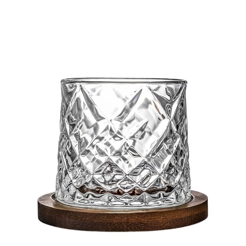 LOVWISH 乐唯诗 钻石纹威士忌杯+底座 285ml 透明