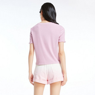 VERO MODA HIGH-T系列 女士圆领短袖T恤 322201088 紫雾粉色 S