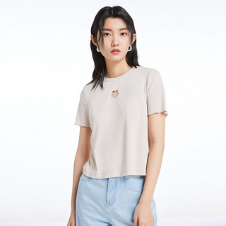 VERO MODA HIGH-T系列 女士圆领短袖T恤 322201088 淡粉色 L