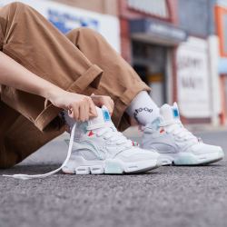 lining李宁女运动休闲鞋女运动鞋女agcr436高帮经典休闲小白鞋