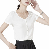 ESE-Y 逸阳 女士V领针织衫 EWXM16602 白色 L