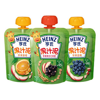 Heinz 亨氏 乐维滋系列 果泥 3段 苹果黑加仑燕麦味+苹果蓝莓味+苹果香橙味 120g*3袋