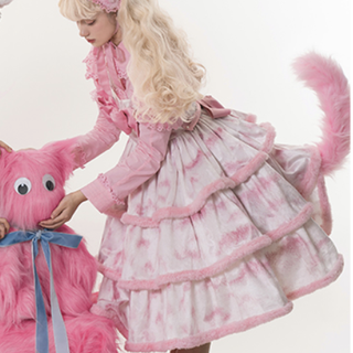 choker-rabbit Lolita洛丽塔 虎斑猫 女士JSK无袖连衣裙 粉豹猫 S