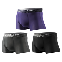 Miiow 猫人 男士平角内裤套装 M21S551 3条装(藏青+黑色+军绿) XL