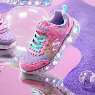 SKECHERS 斯凯奇 Love LIGHTS系列 HEART LIGHTS 女童休闲运动鞋 302145L/PKMT 粉红色/多彩色/PKMT 30码