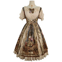 YINGLUOFU 樱洛芙 Lolita洛丽塔 宫廷风 克洛莉雅 女士雪纺衫 L20F220266 杏色 S