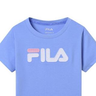 FILA 斐乐 Originale系列 K62G511101FLB 女童针织短袖衫 浅麻蓝 140cm