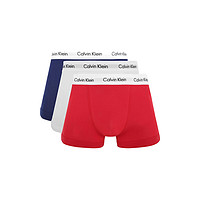 卡尔文·克莱 Calvin Klein 男士平角内裤套装 U2662 3条装(红色+蓝色+白色) S