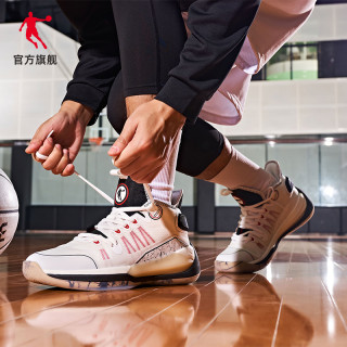 乔丹巭回弹篮球鞋男鞋运动鞋2022夏季新款透气实战防滑耐磨球鞋男 44 黑色/桔梗紫
