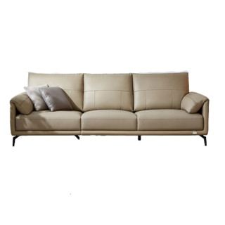 quanu 全友 102663a 轻奢皮艺沙发 左2 右1卡其色