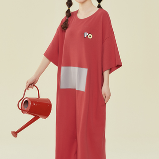 LEDIN 乐町 X 天线宝宝 女士纯棉睡裙 CLFAC2209 红色 S