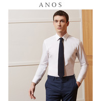 ANOS 白衬衫男长袖商务休闲免烫西服衬衣修身抗皱西装职业春夏正装 37 白色方领 ANOS020W-1